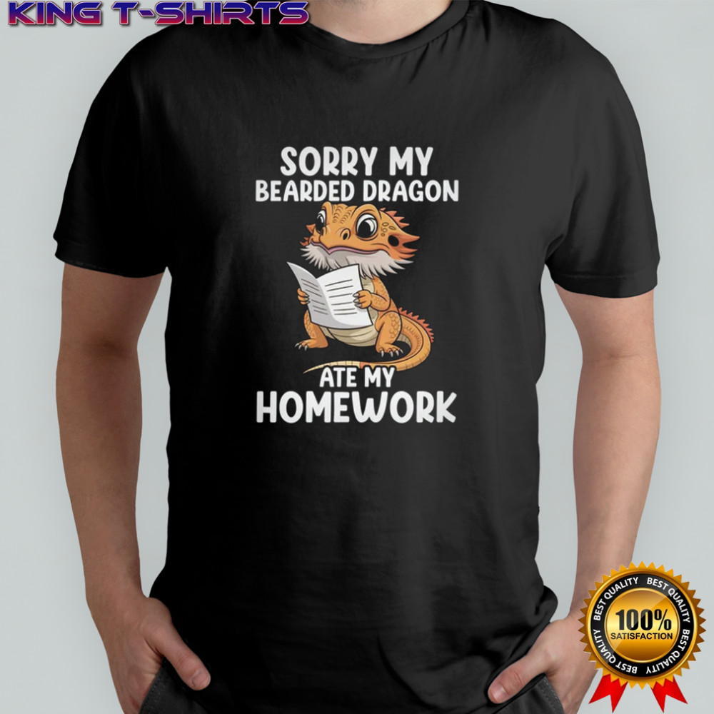 Bearded Dragon Ate Homework Funny Bearded Boys Girls Kids shirt