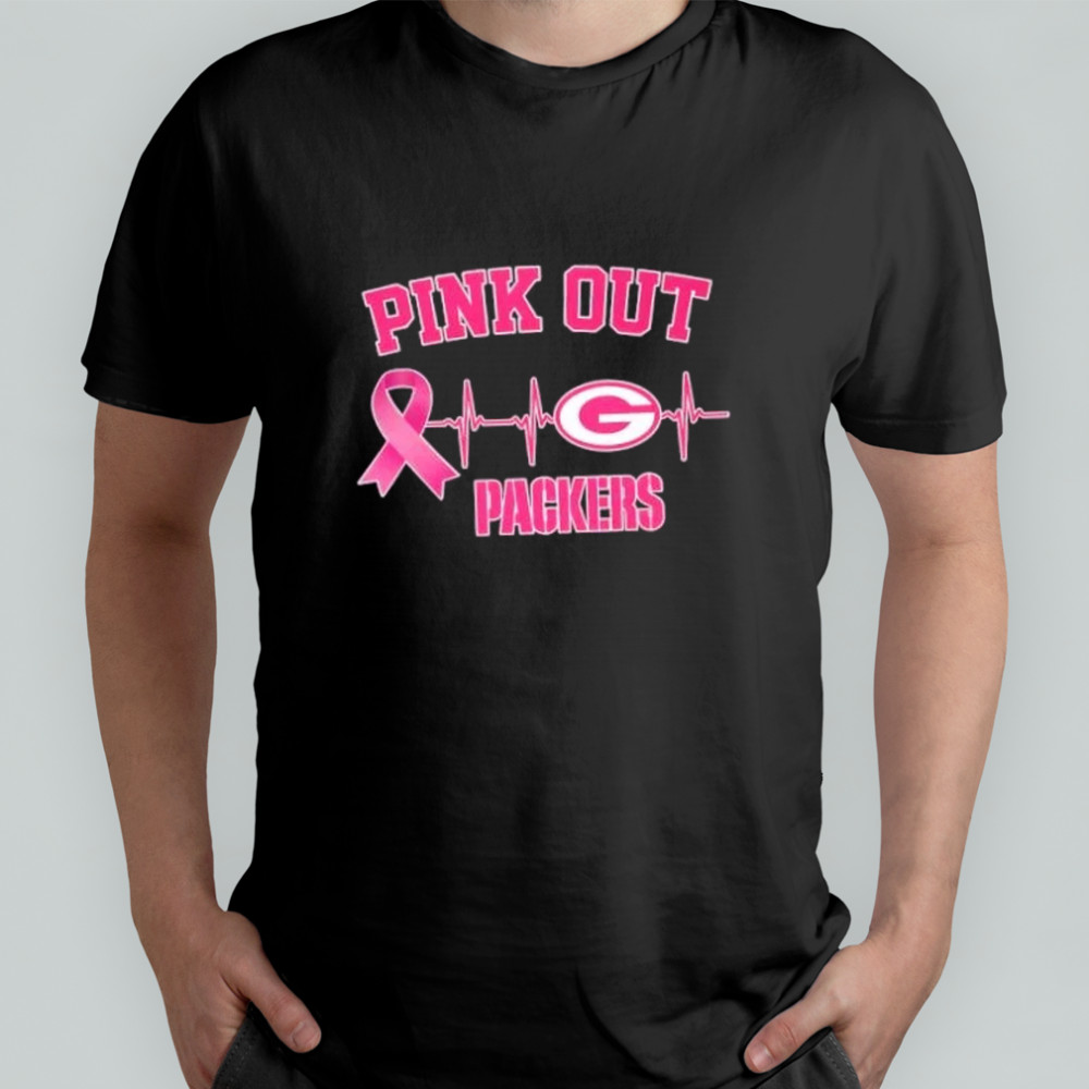 Breast Cancer Awareness Heartbeat Pink Out Green Bay Packers shirt