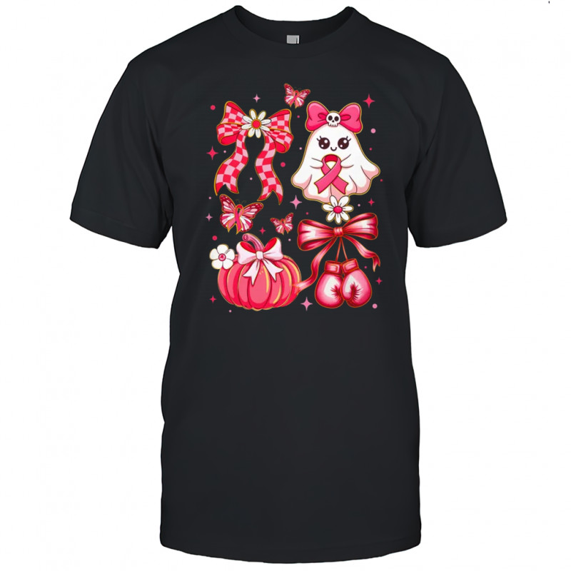 Breast Cancer Ghost Coquette Pink Ribbon Halloween Pumpkin shirt