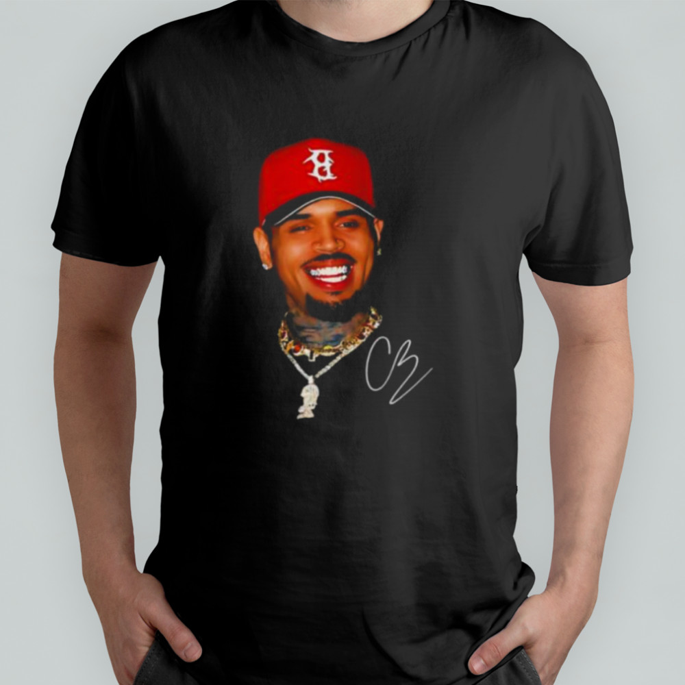 CB rapperBig face red hat gang graphic signature shirt