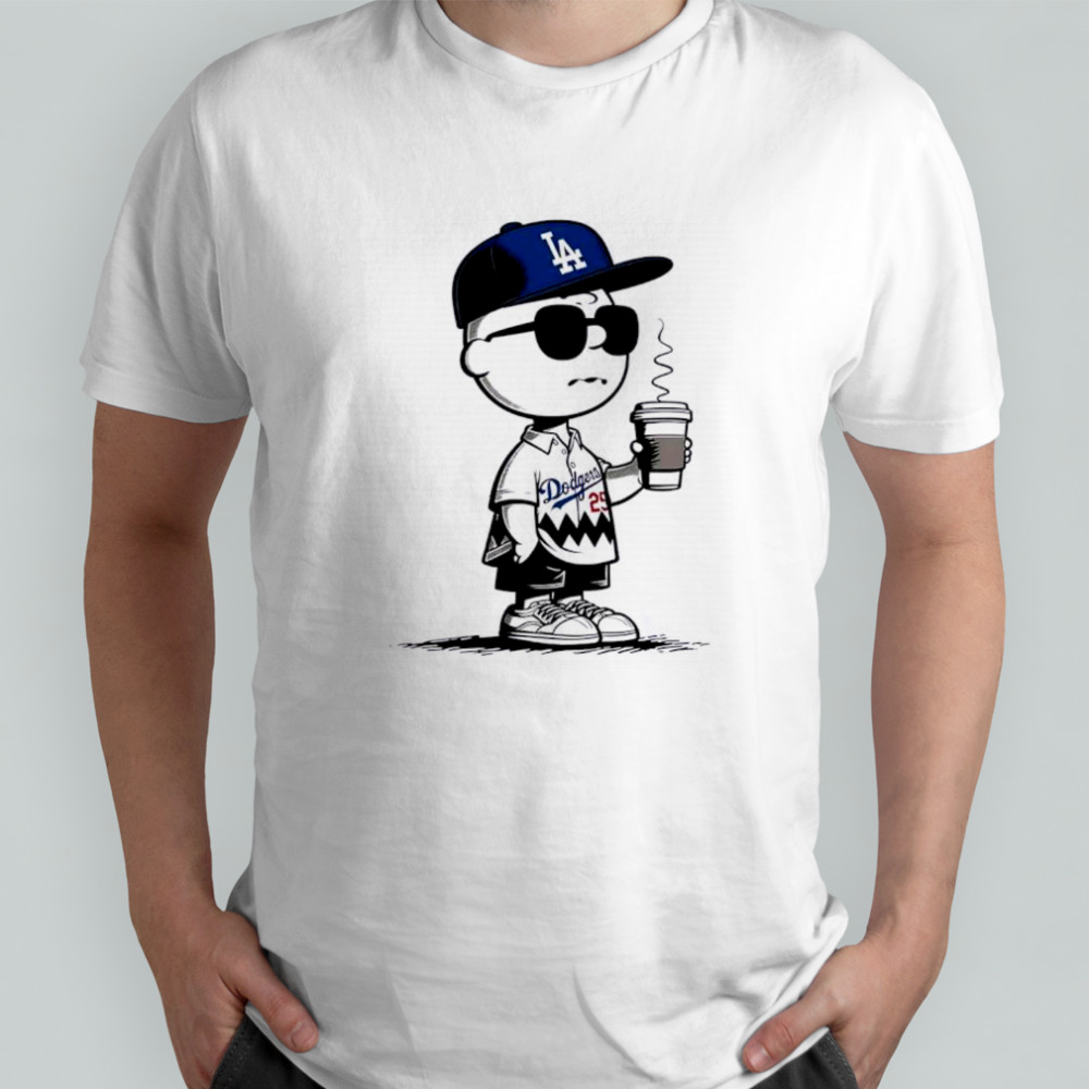 Charlie Brown Los Angeles Dodgers cofflee shirt