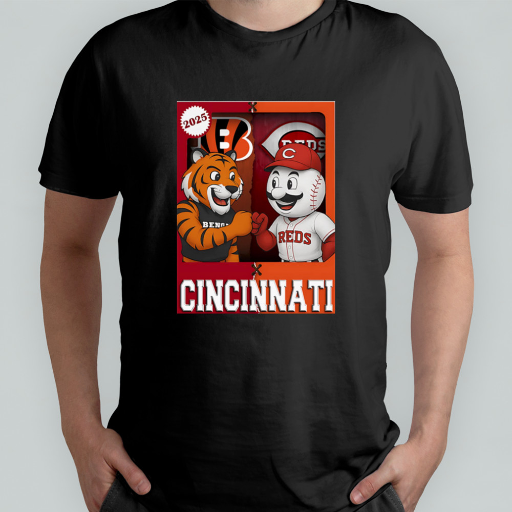 Cincinnati Bengals and Cincinnati Reds mascot play card shirt
