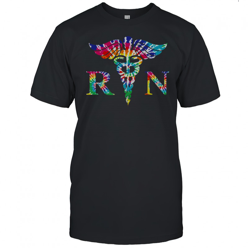 Colorful Tie-Dye RN Nurse Caduceus T-Shirt