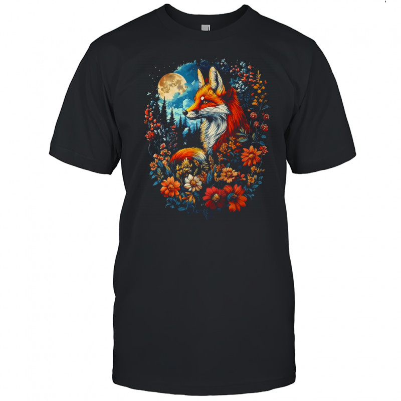 Cottagecore Floral Fox Colorful Flowers Goblincore Fairycore shirt