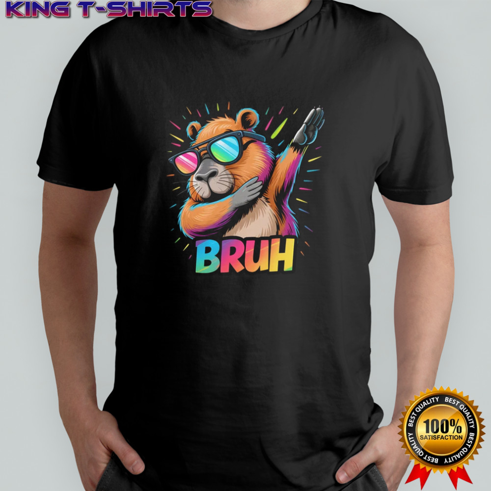 Dabbing Capy Bruh Teens Youth Kids Meme Rodent Lovers shirt