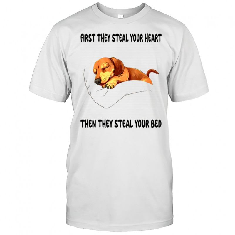 Dachshund sleep first they steal your heart then they steal your bed shirt