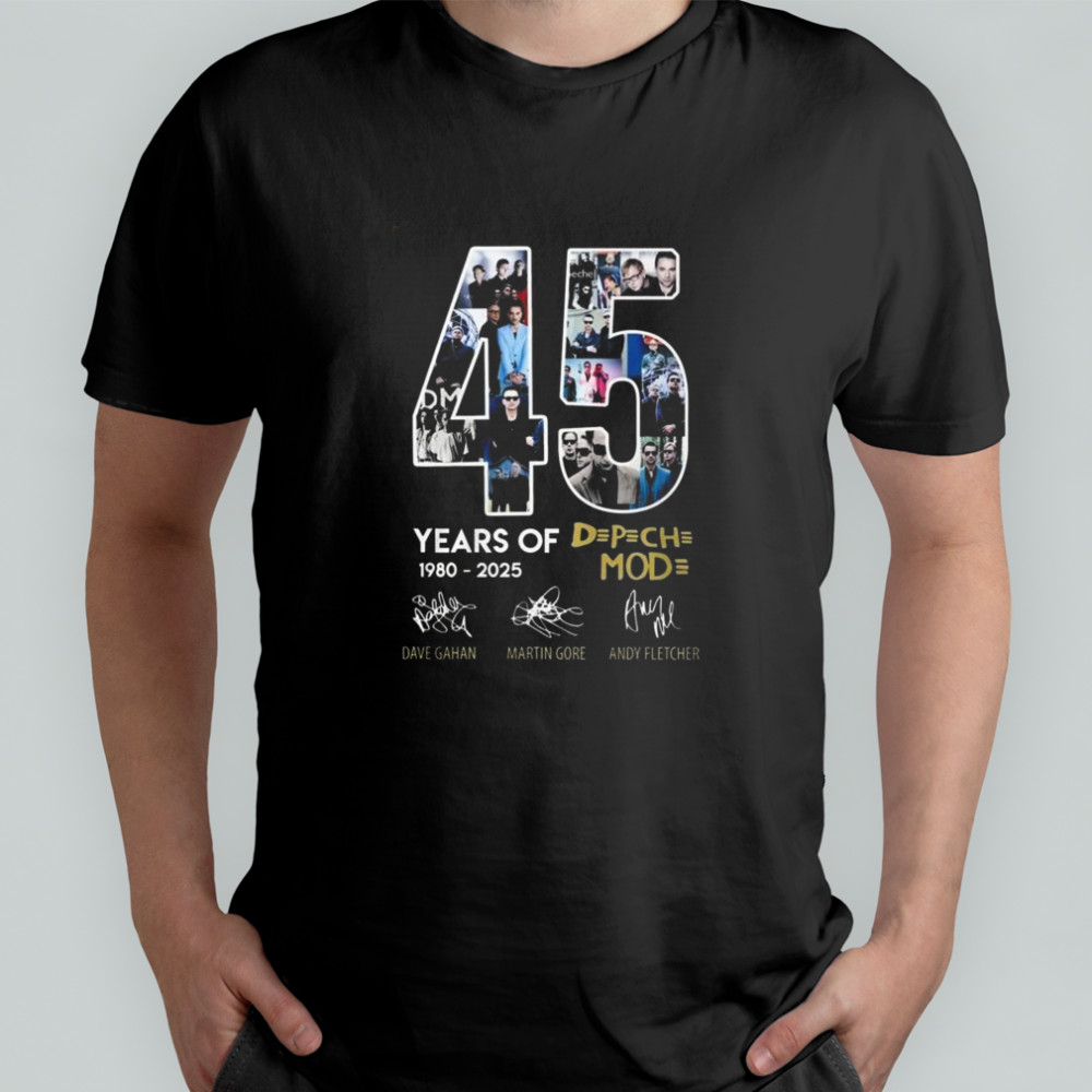 Depeche Mode Dave Gahan Martin Gore Andy Fletcher 45 Years 1980-2025 Signatures Shirt