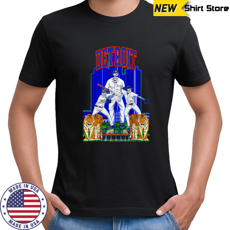Detroit Tigers skeleton high rise building shirt