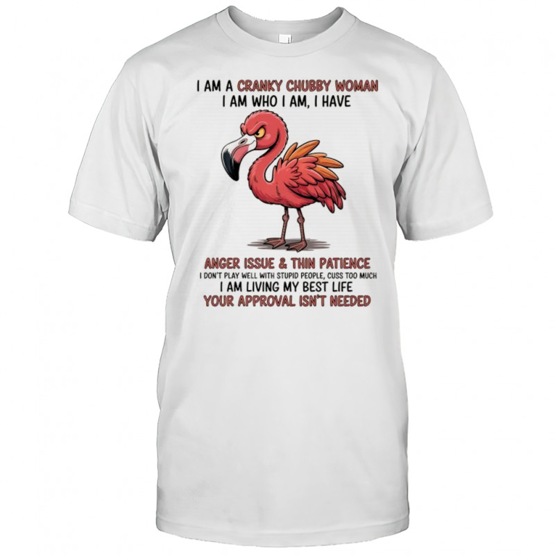 Flamingo I am a cranky chubby woman I am who I am shirt