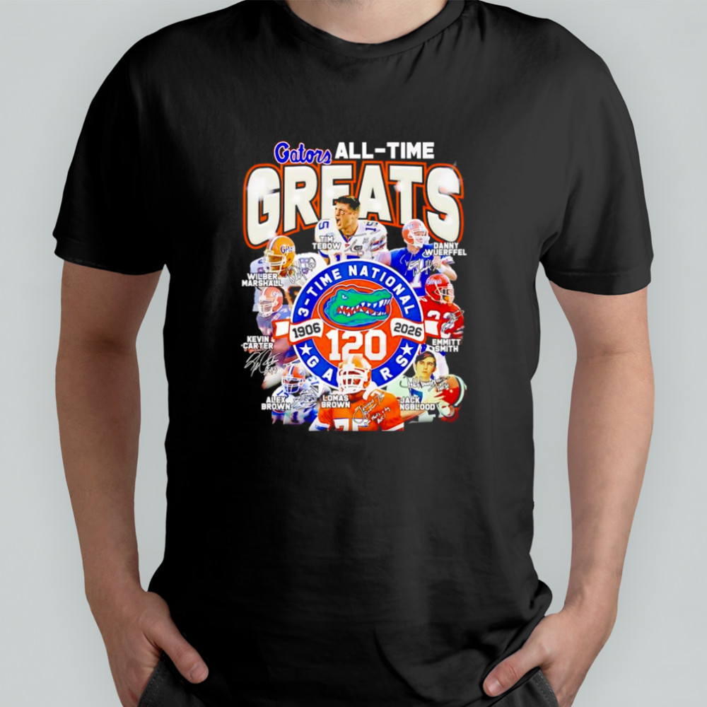 Gators all-time greats 3 time National 1906 2026 signatures shirt
