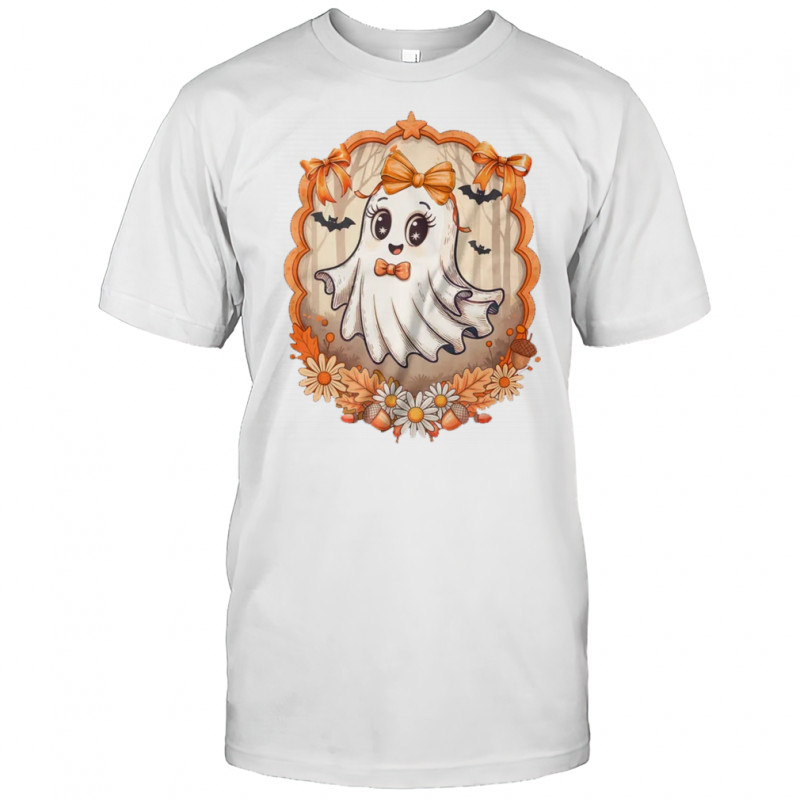 Ghost Fall Halloween Bows Flowers Girly Spooky Season shirt