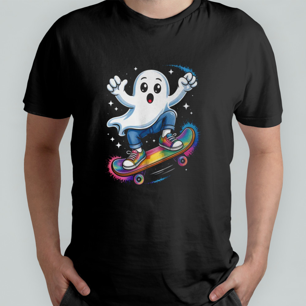 Ghost On Skateboard Funny Halloween Costume Skateboarding shirt