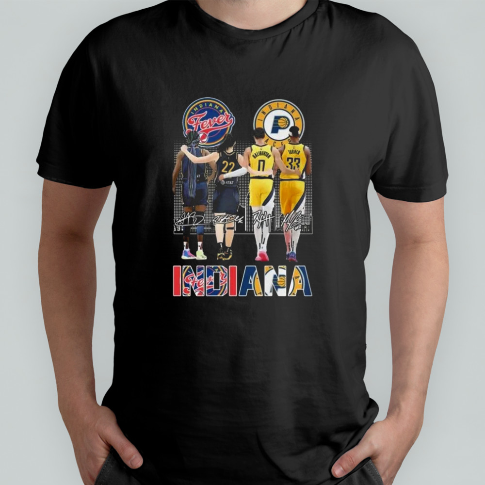 Indiana Fever X Indiana Pacers Players Signatures Skyline 2025 Shirt