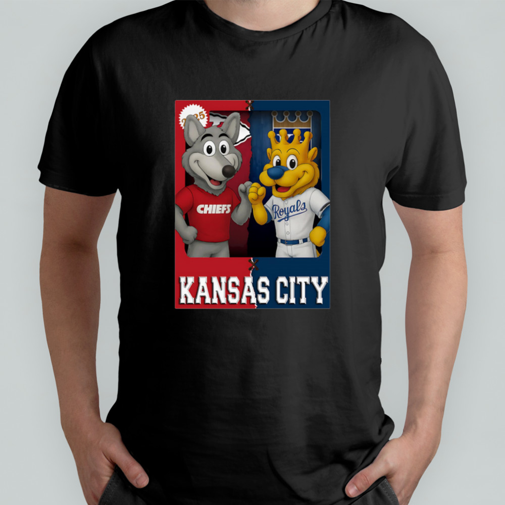 Kansas City Chiefs and Kansas City Royals mascot play card shirt