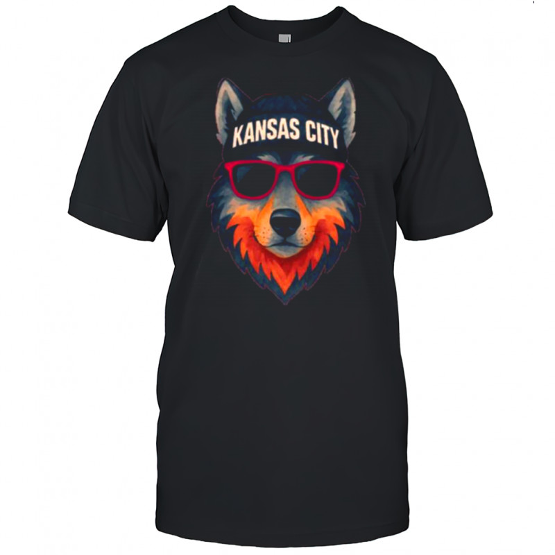 Kansas City Shirt, Wolf Shirt with Cool Beanie & Shades shirt