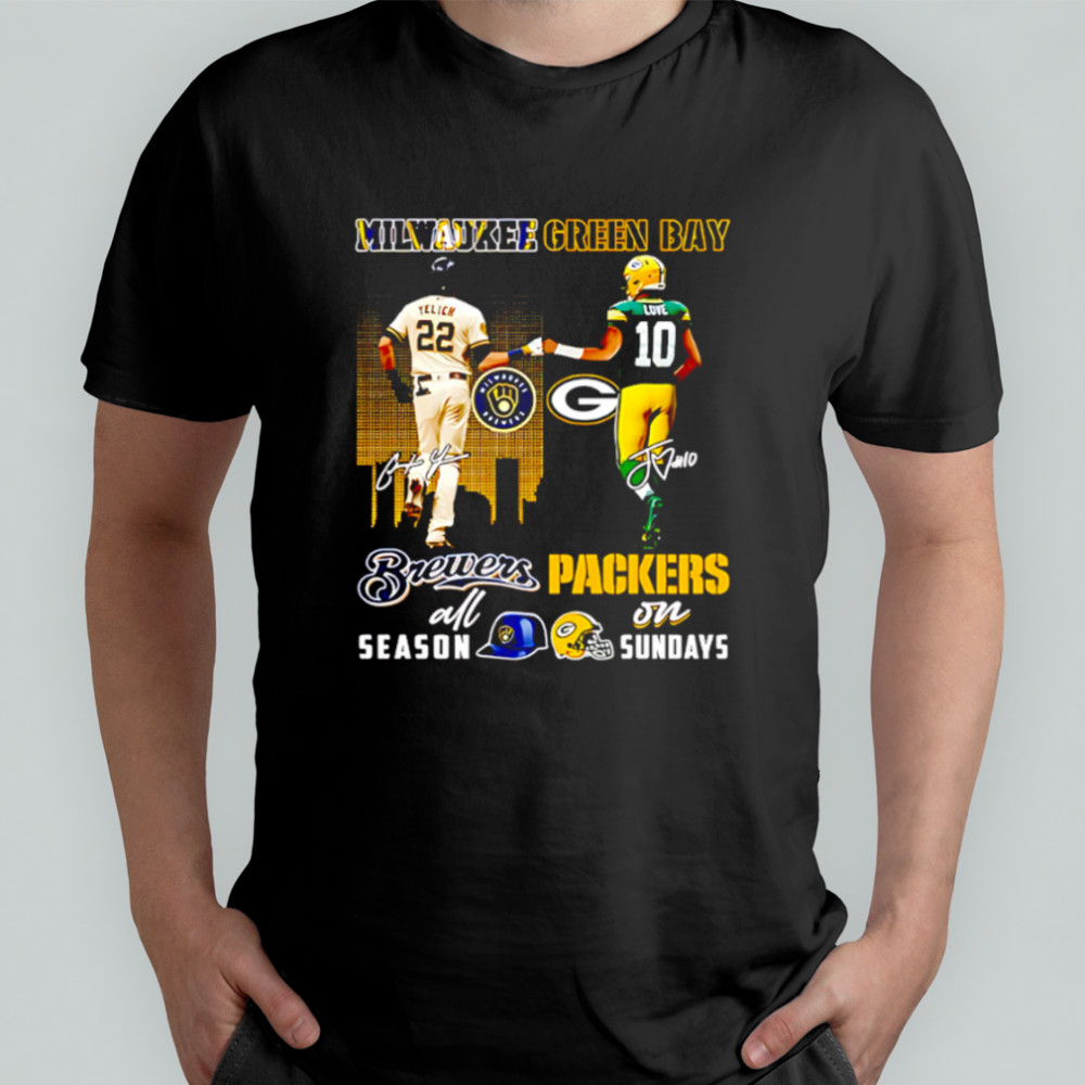 Milwaukee Brewers All Season x Green Bay Packers On Sunday Signature shirt
