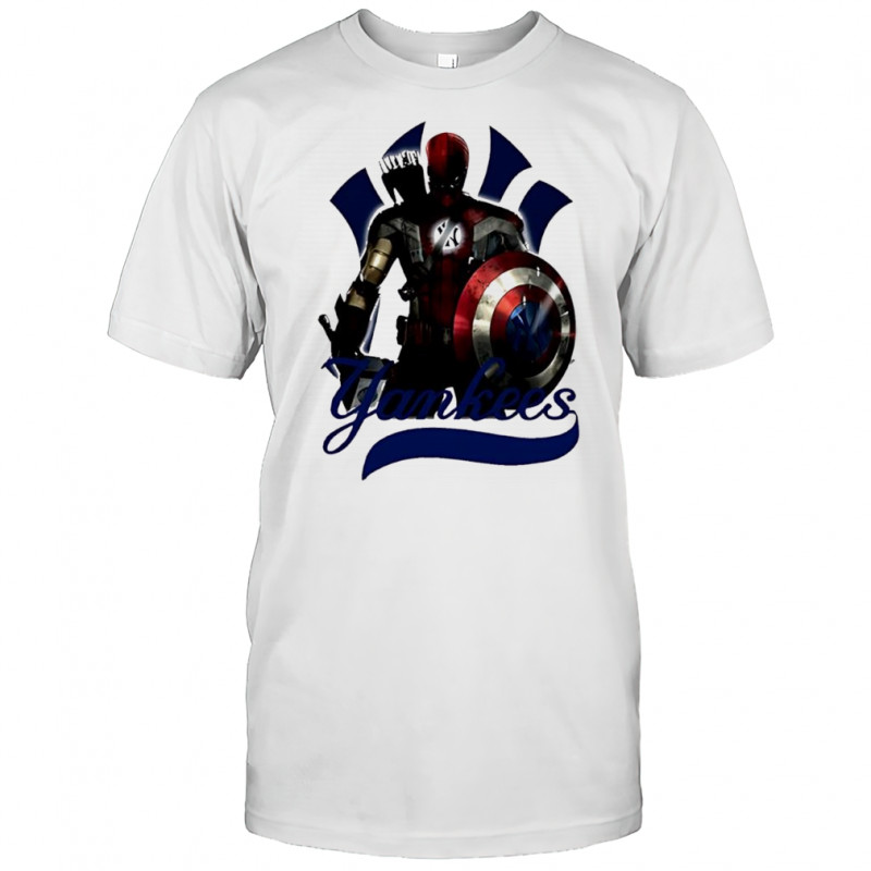 New York Yankees Captain America Thor Spider Man Hawkeye Mashups shirt