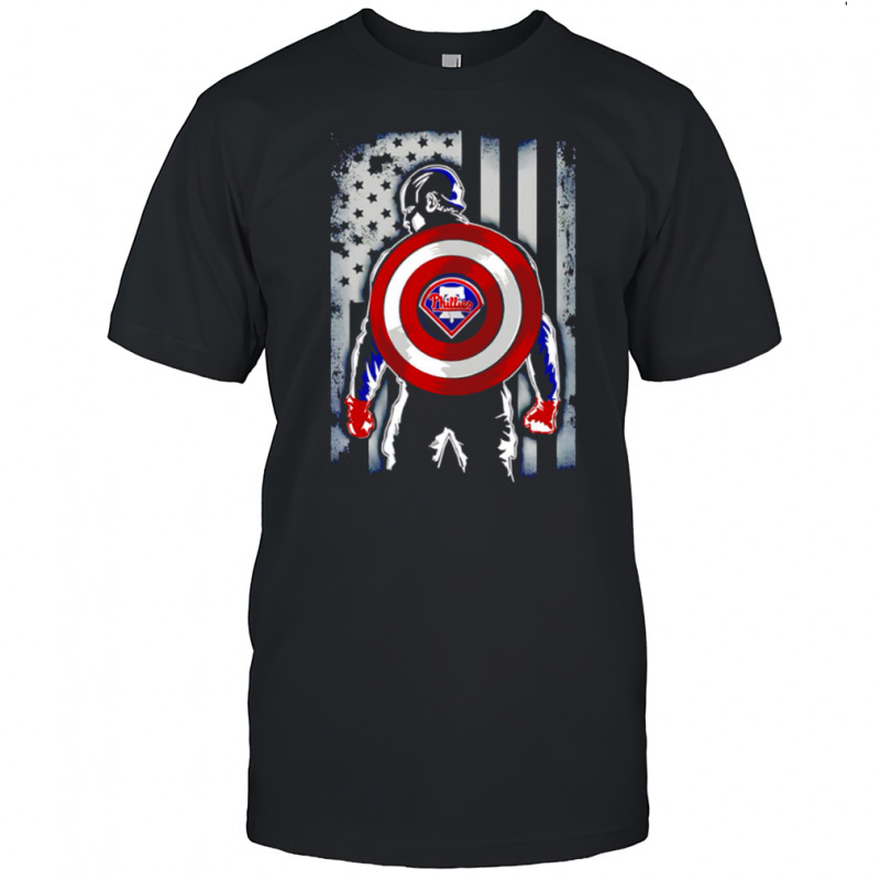Philadelphia Phillies Captain America Marvel Avengers Flag Baseball shirt