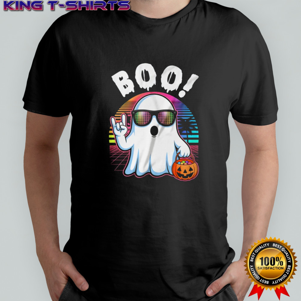 Rock Ghost Retro Halloween Pumpkin Funny Boo Women shirt