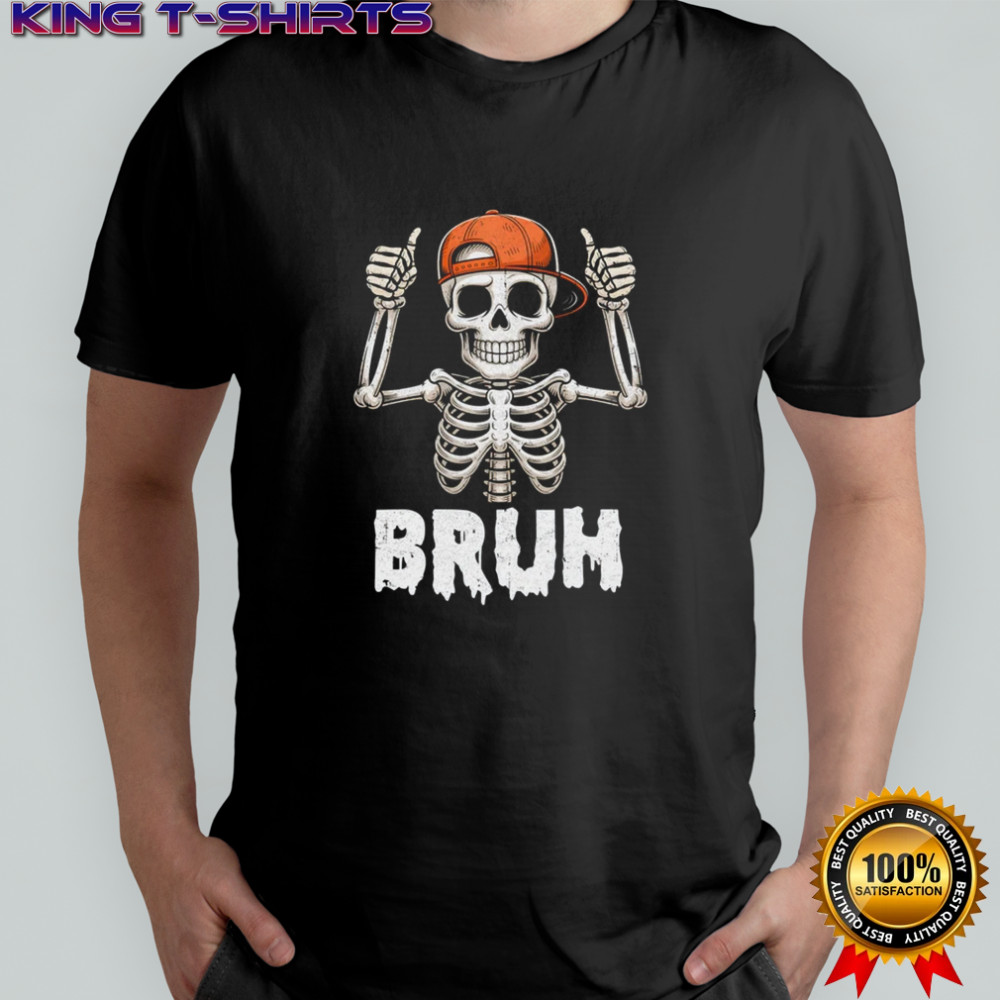 Skeleton Rock On Bruh Halloween For Men Boy Kids Funny shirt