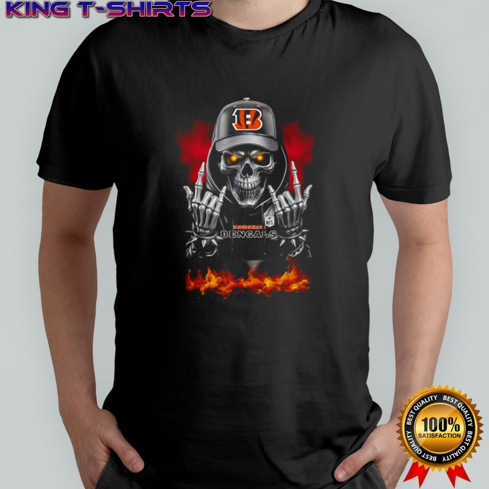 Skeleton with sign of the horns Cincinnati Bengals shirt