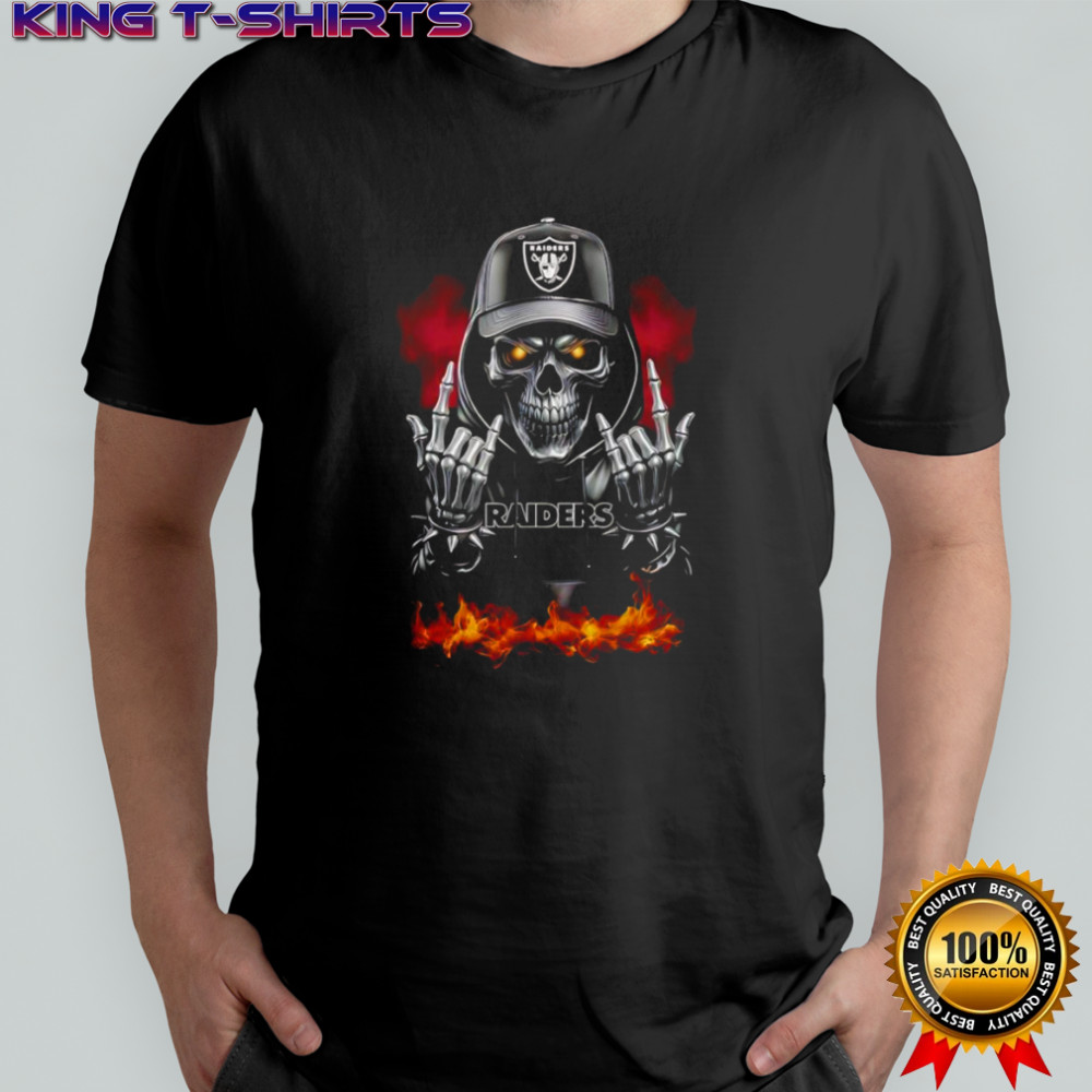 Skeleton with sign of the horns Las Vegas Raiders shirt