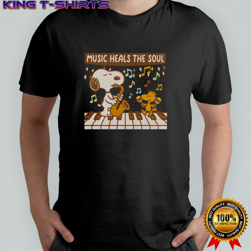 Snoopy And Woodstock Piano Music Heals The Soul T-Shirt