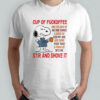 Snoopy cup of fuckoffee one splash of no one cares a dash of kiss my ass shirt