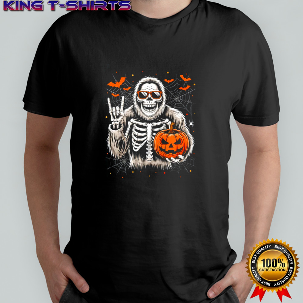 Spooky Bigfoot Skeleton Halloween Costume Pumpkin Boys Mens shirt