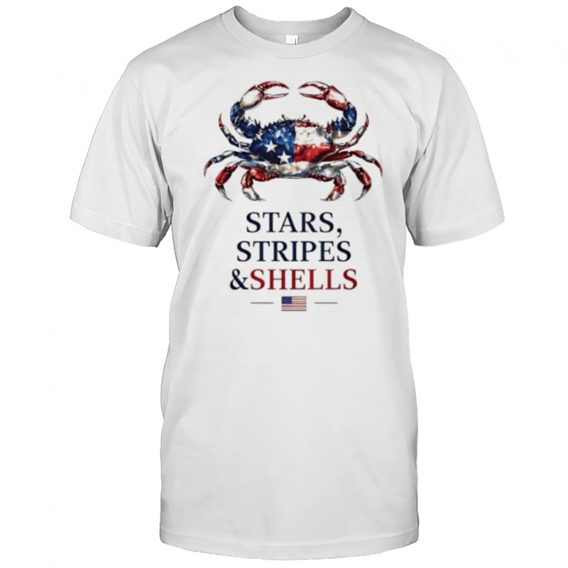Stars Stripes and Shells crab shirt
