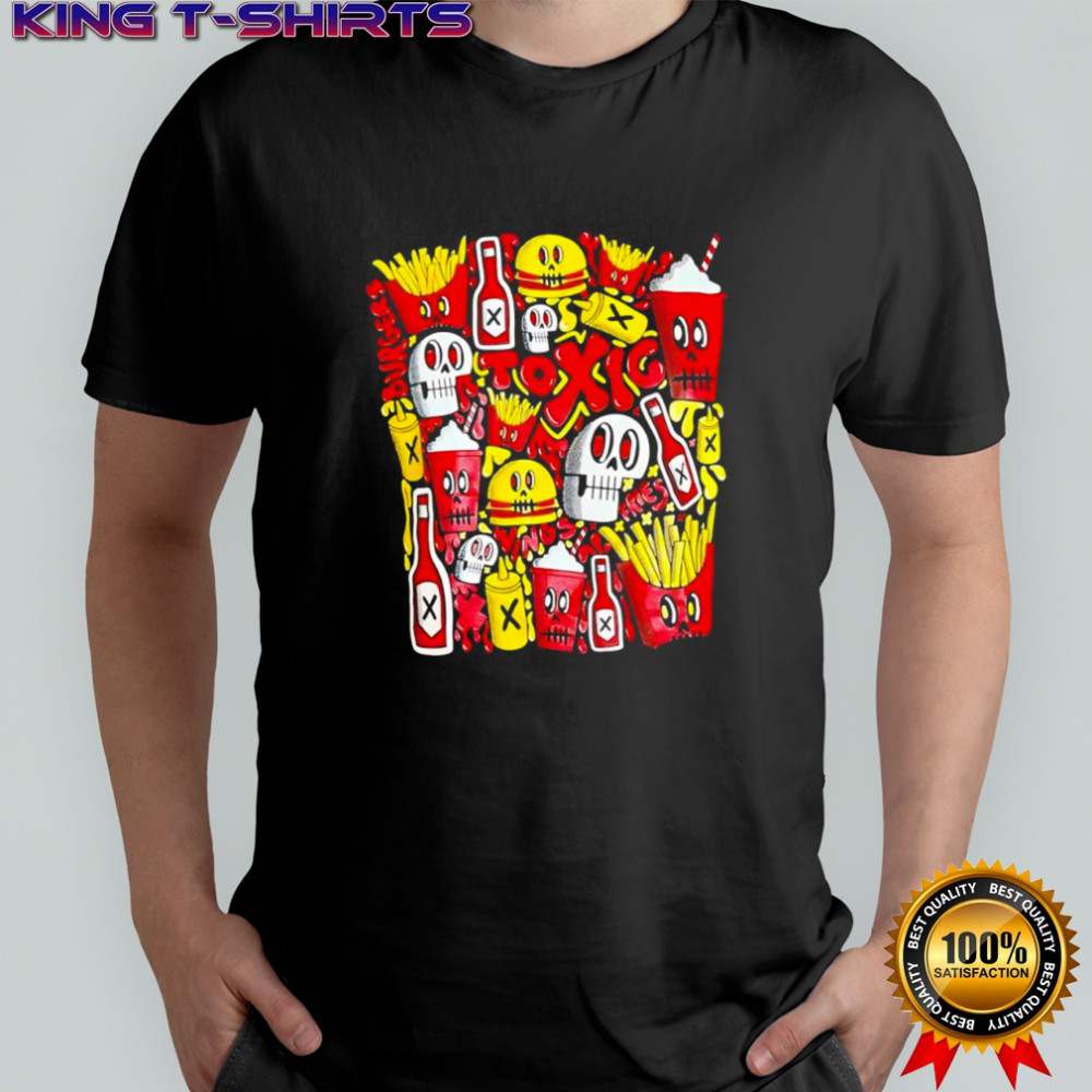 Toxic burger Menu Characters fast food skull motif graphic shirt