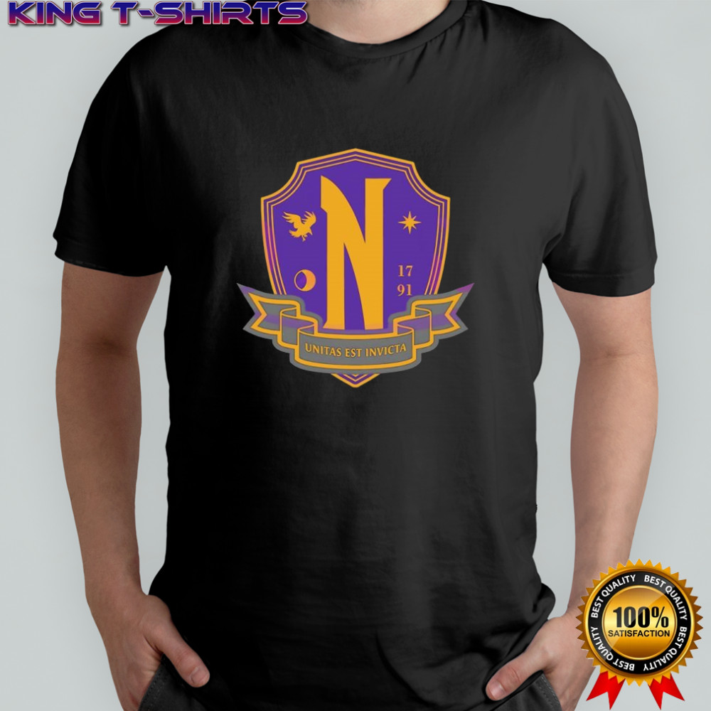 Wednesday Nevermore academy crest gothic school emblem 1791 shirt