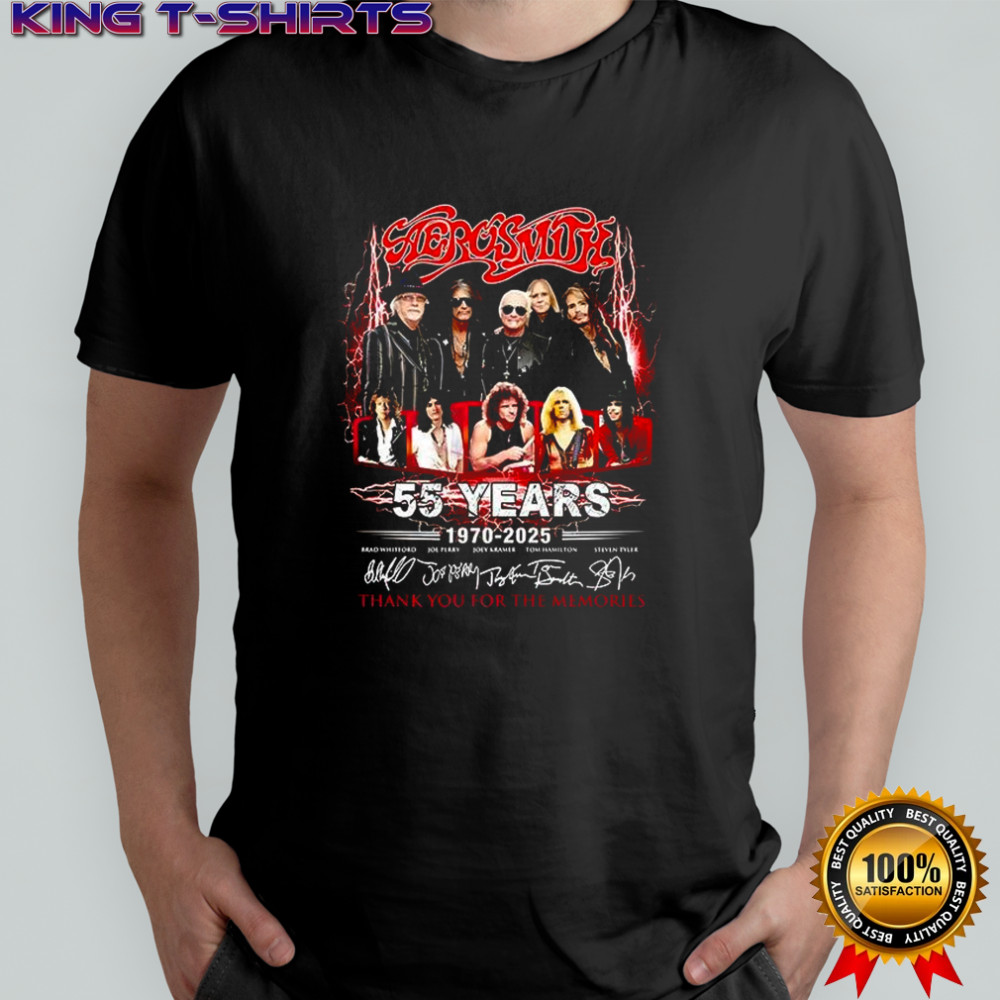 Aerosmith 55 years 1970 2025 thank you for the memories lightning shirt