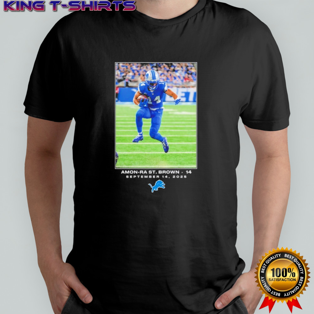 Amon-Ra St. Brown Detroit Lions NFL Flash Features Week 2 September 14 2025 T-Shirt
