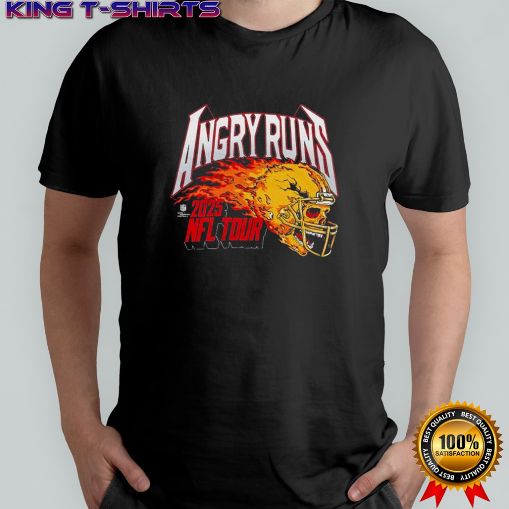 Angry Runs 2025 NFL Tour Helmet Skull Flames T-shirt