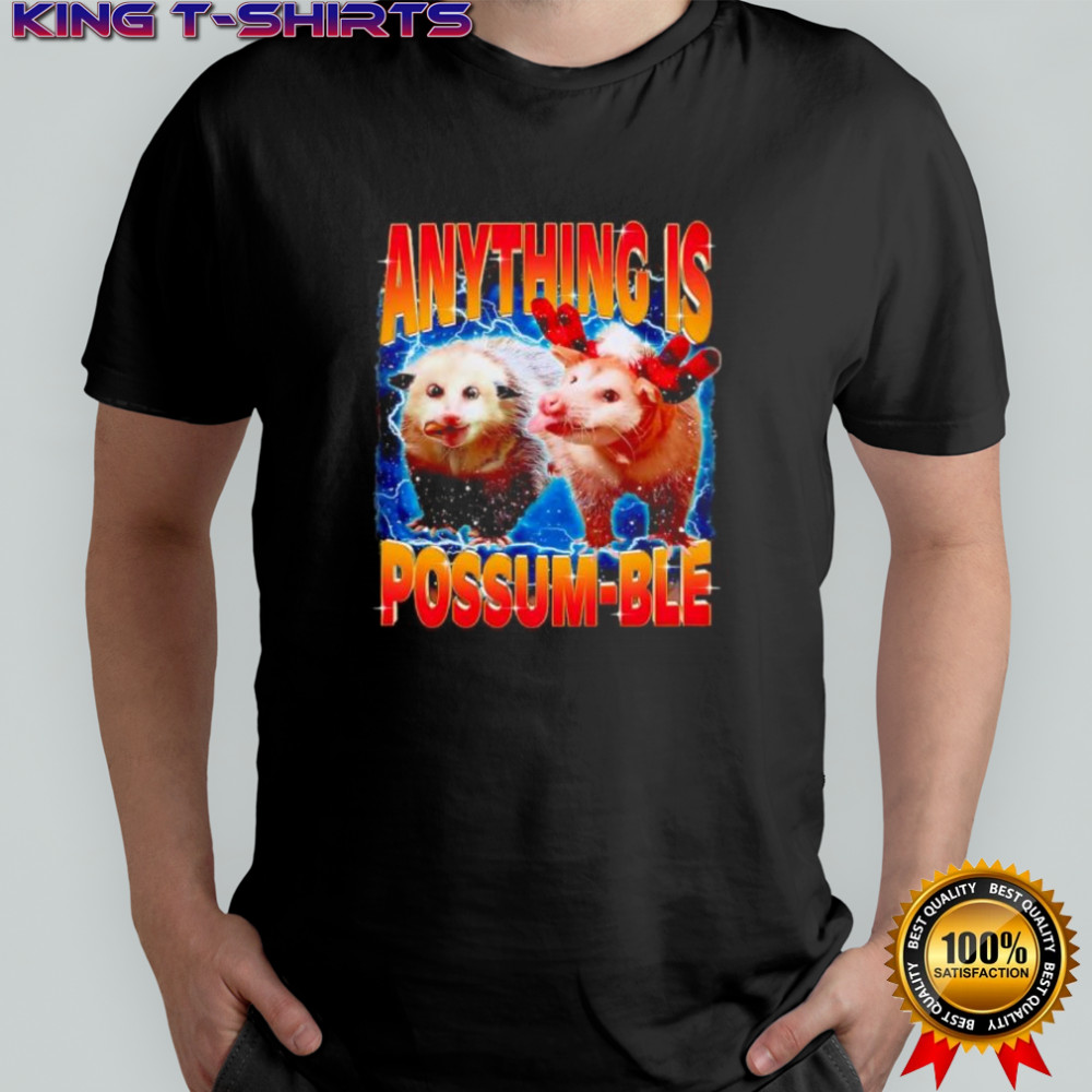 Anything Is Possum-ble Opossum Funny Lightning shirt