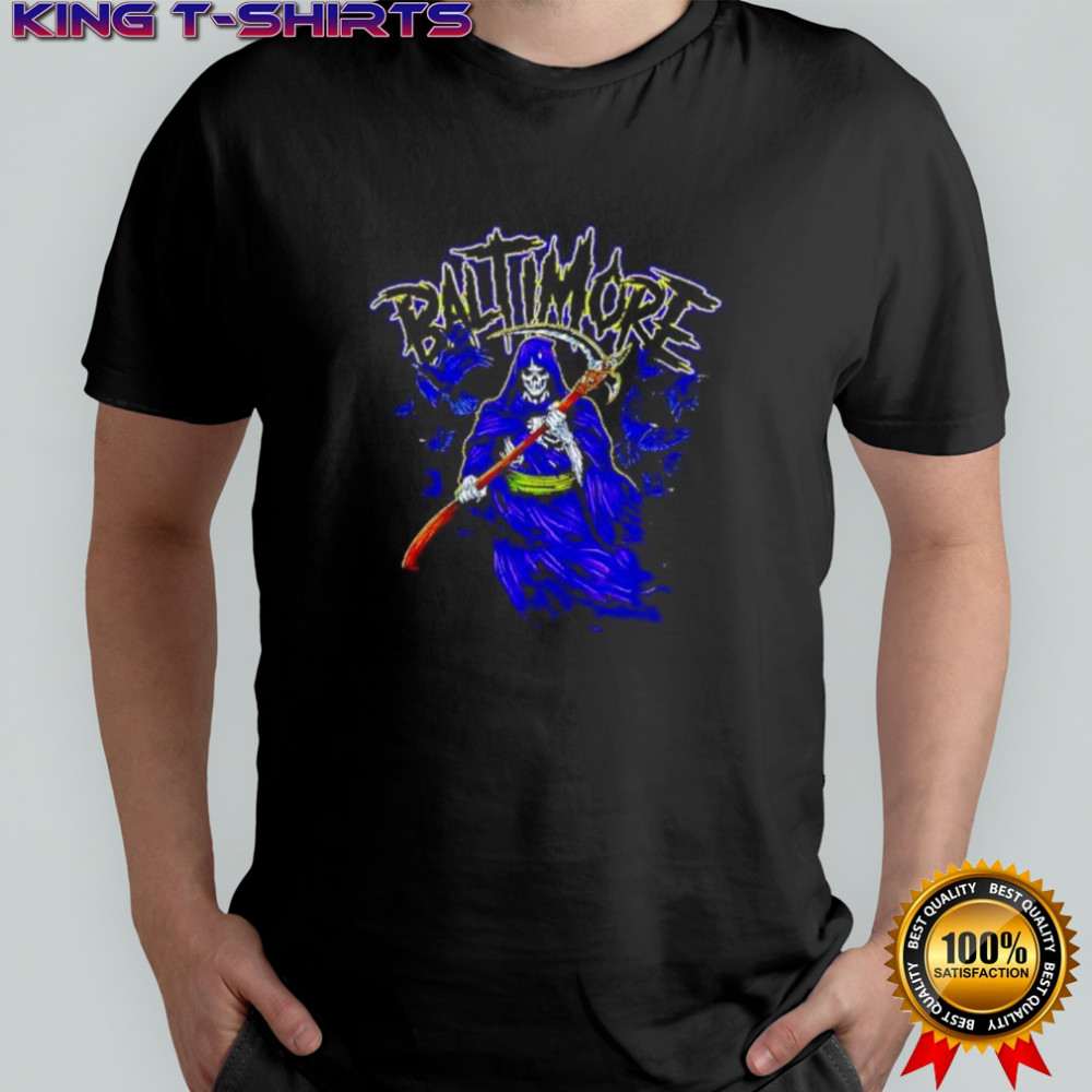 Baltimore Ravens Grim Reaper and Ravens shirt