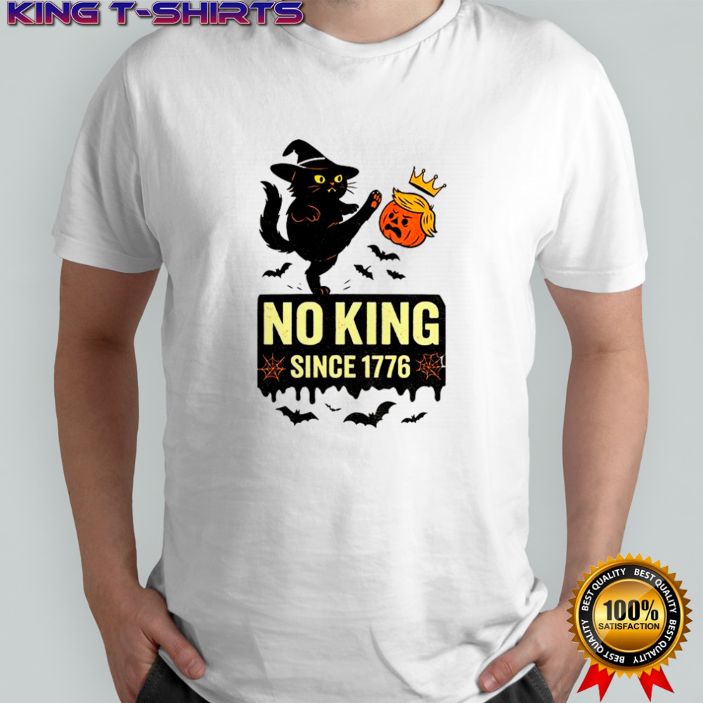 Black Cat Halloween No King Since 1776 Protest Subtle Anti-Trump shirt