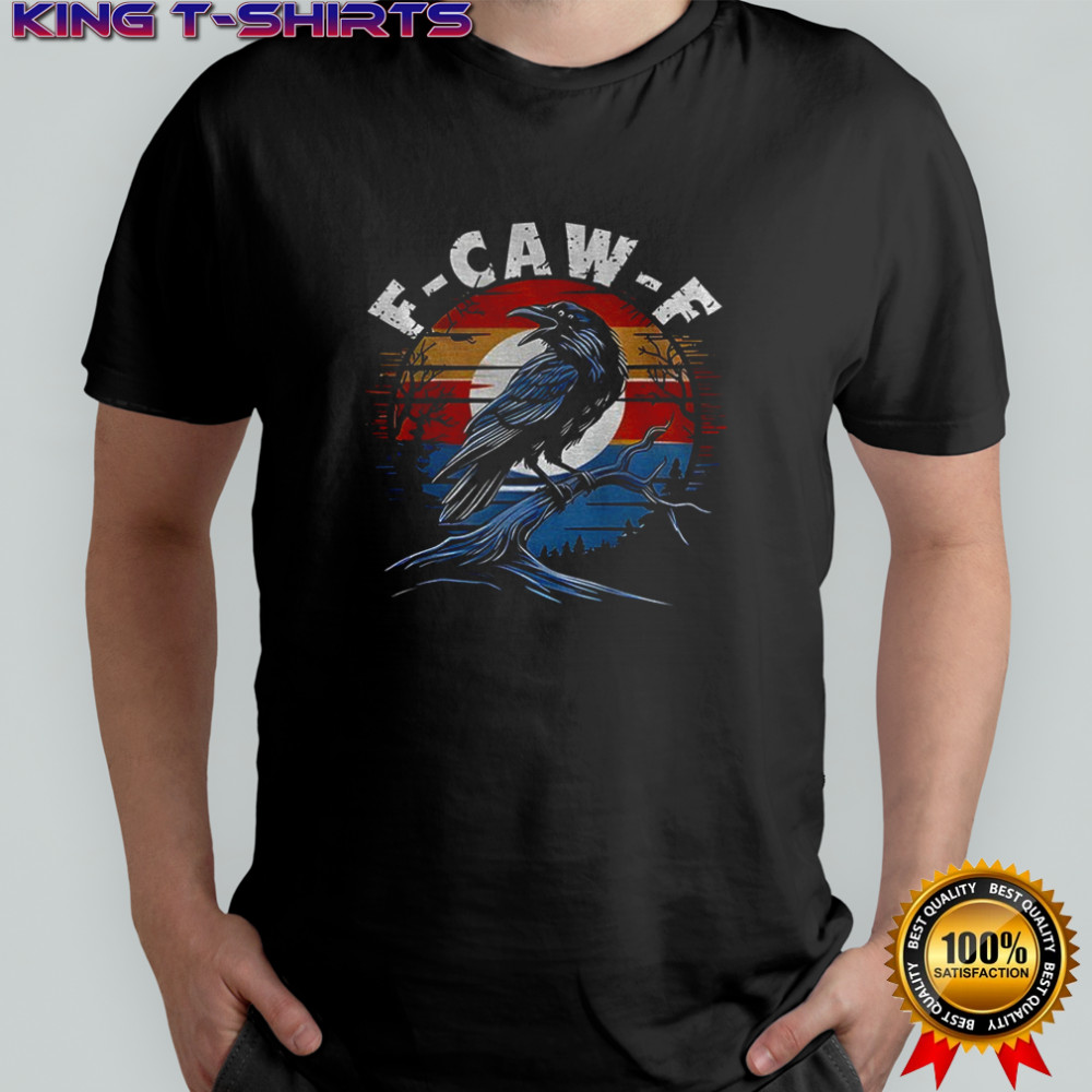 Black crow moonlit raven F-Caw-F Halloween vintage shirt