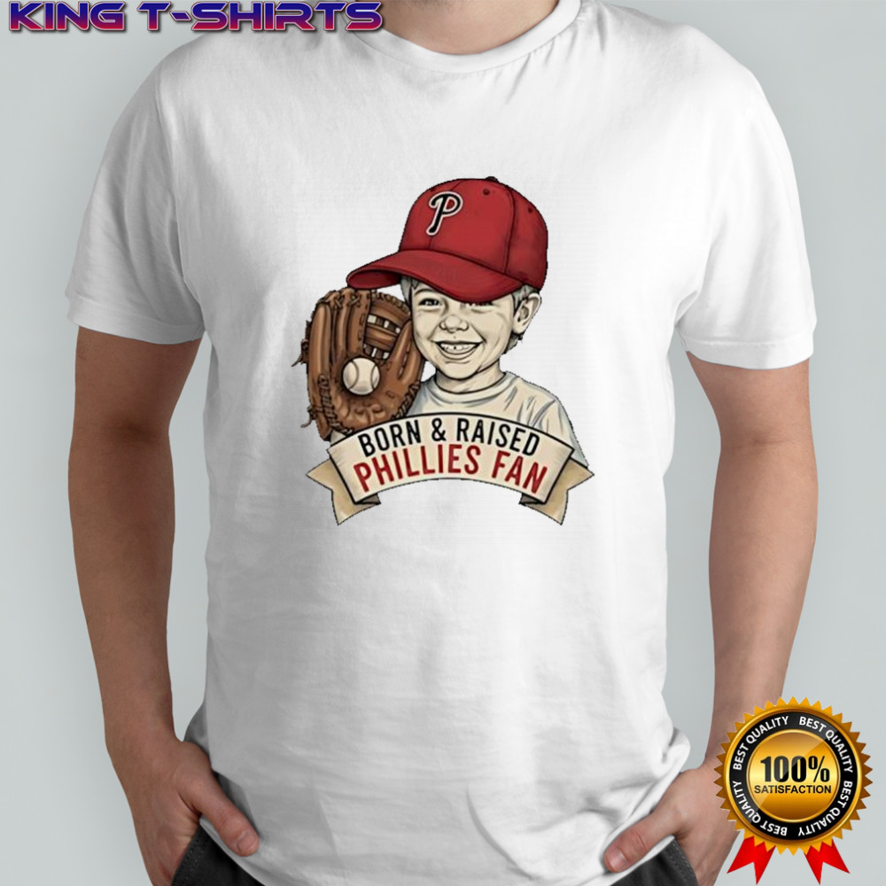 Born And Raised Phillies Fan Young Kid Baseball Glove shirt
