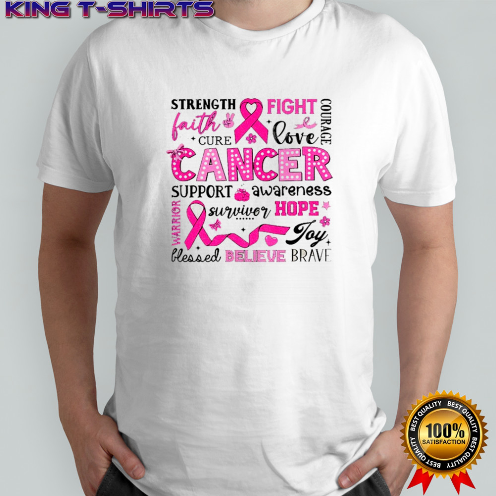 Breast Cancer Awareness October We Wear Pink Awareness Ribbon Strength Faith shirt