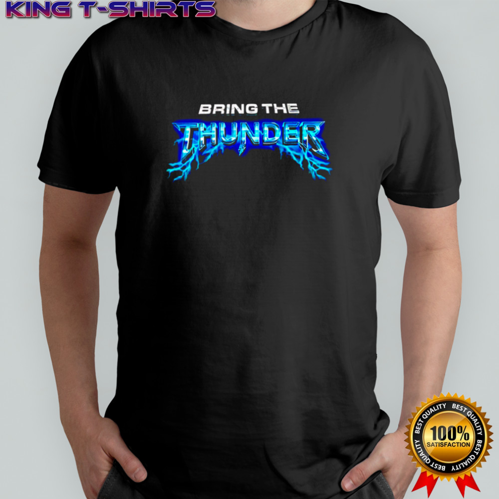 Bring The Thunder Blue Lightning Chrome Text shirt