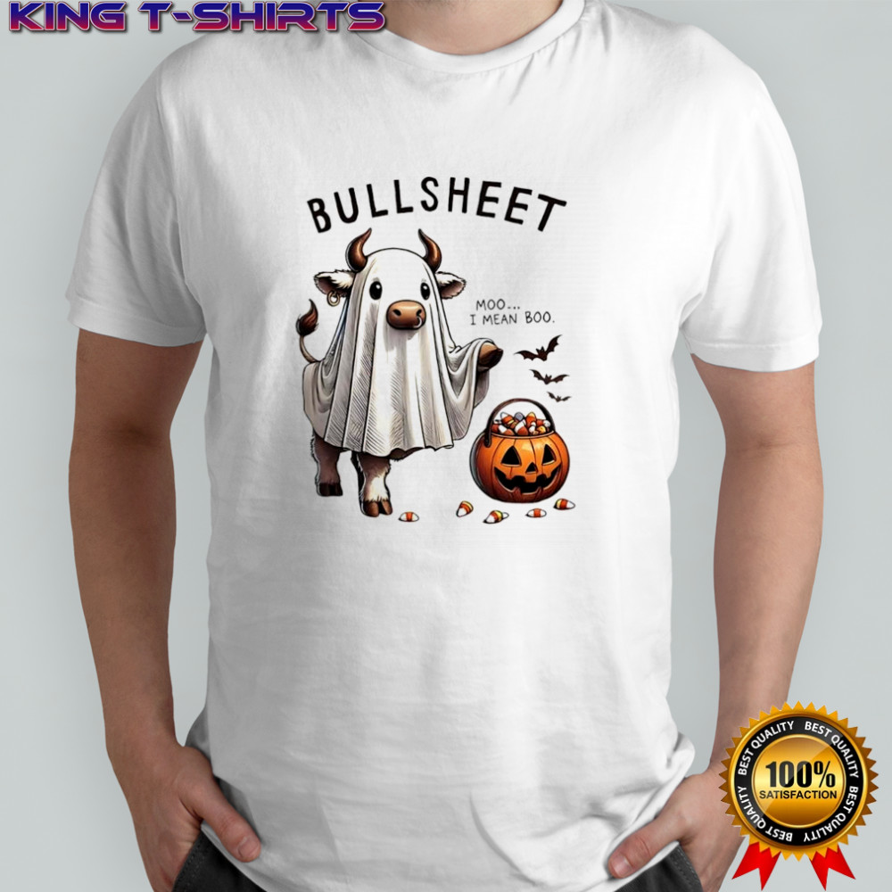 Bullsheet Moo I mean Boo Halloween Cow shirt