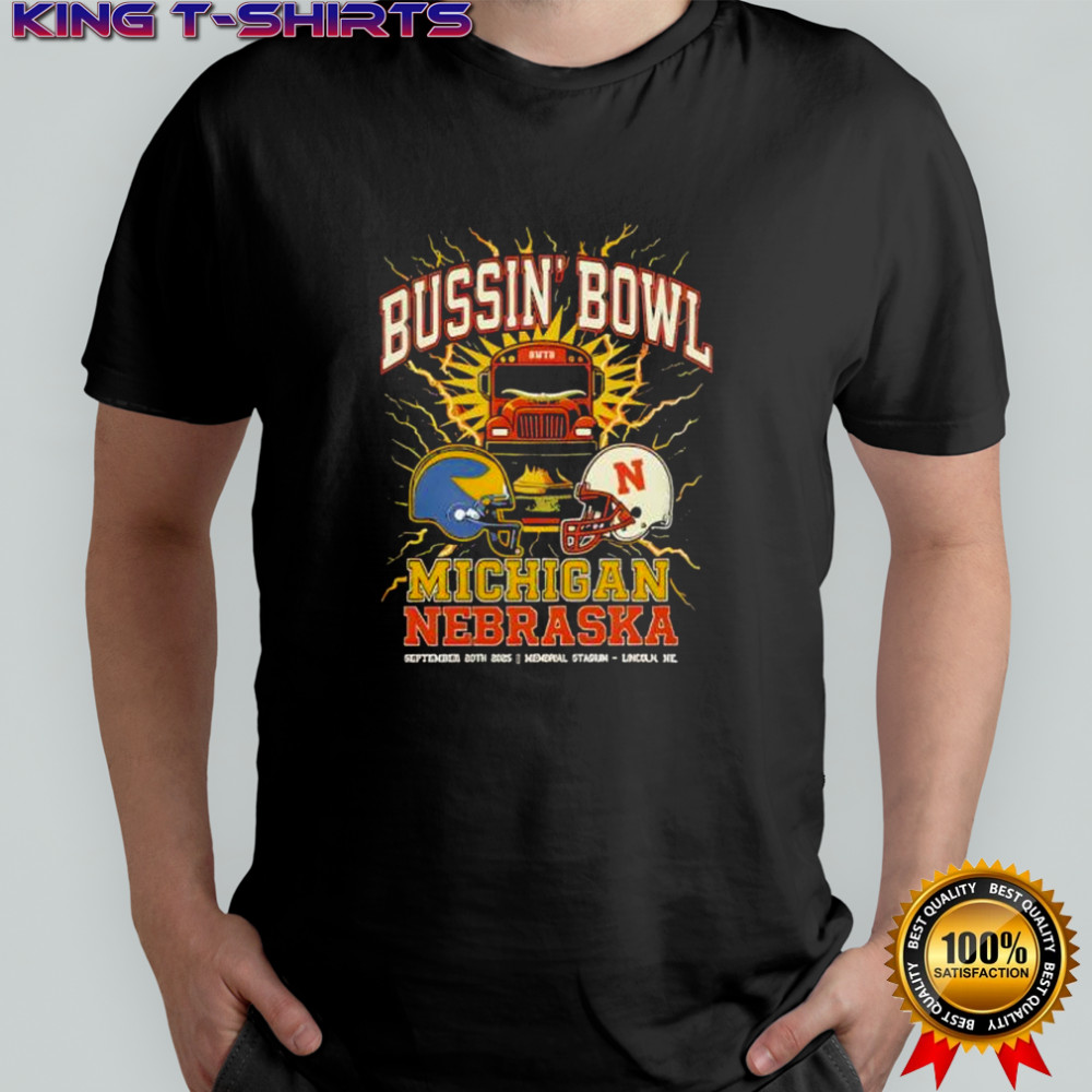 Bwtb Shop Bussin’ Bowl 2025 Michigan vs Nebraska Helmet Clash shirt