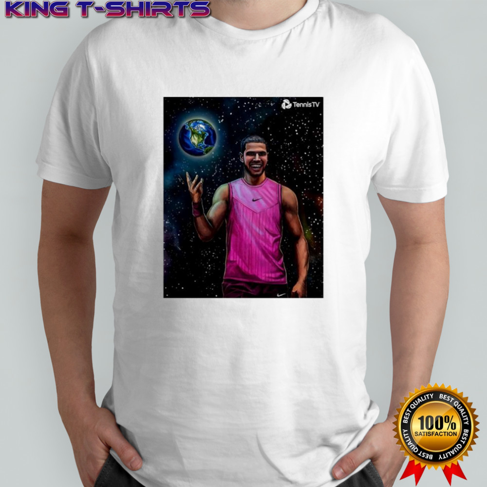 Carlos Alcaraz Us Open tennis Champion backon top of the world shirt