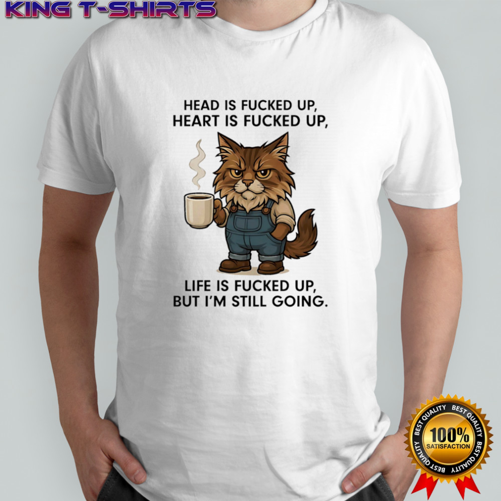 Cat head is fucked up heart is fucked up shirt