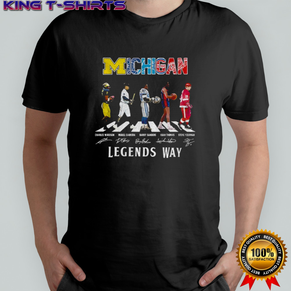 Charles Woodson Miguel Cabrera Barry Sanders Isiah Thomas and Steve Yzerman Abbey Road Michigan Legends Way shirt