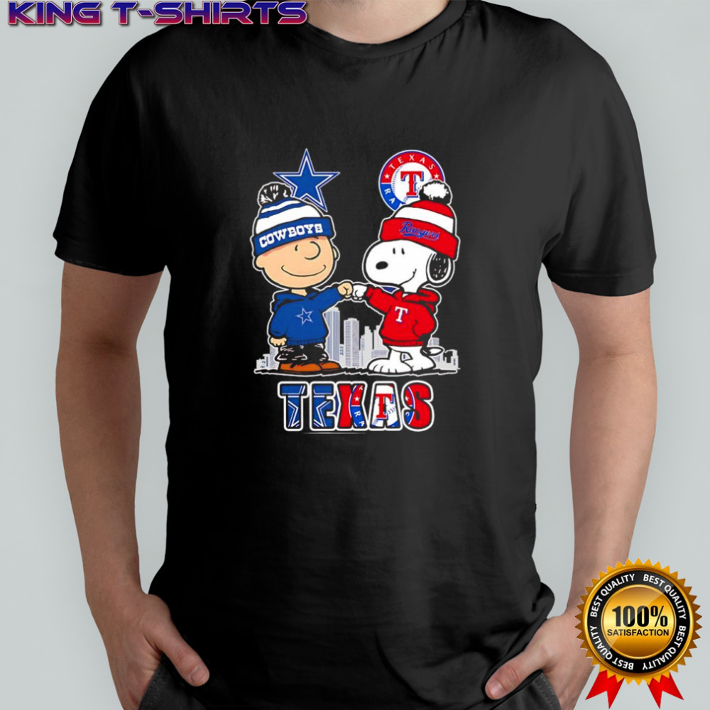 Charlie Brown and Snoopy x Dallas Cowboys and Texas Rangers logo shirt