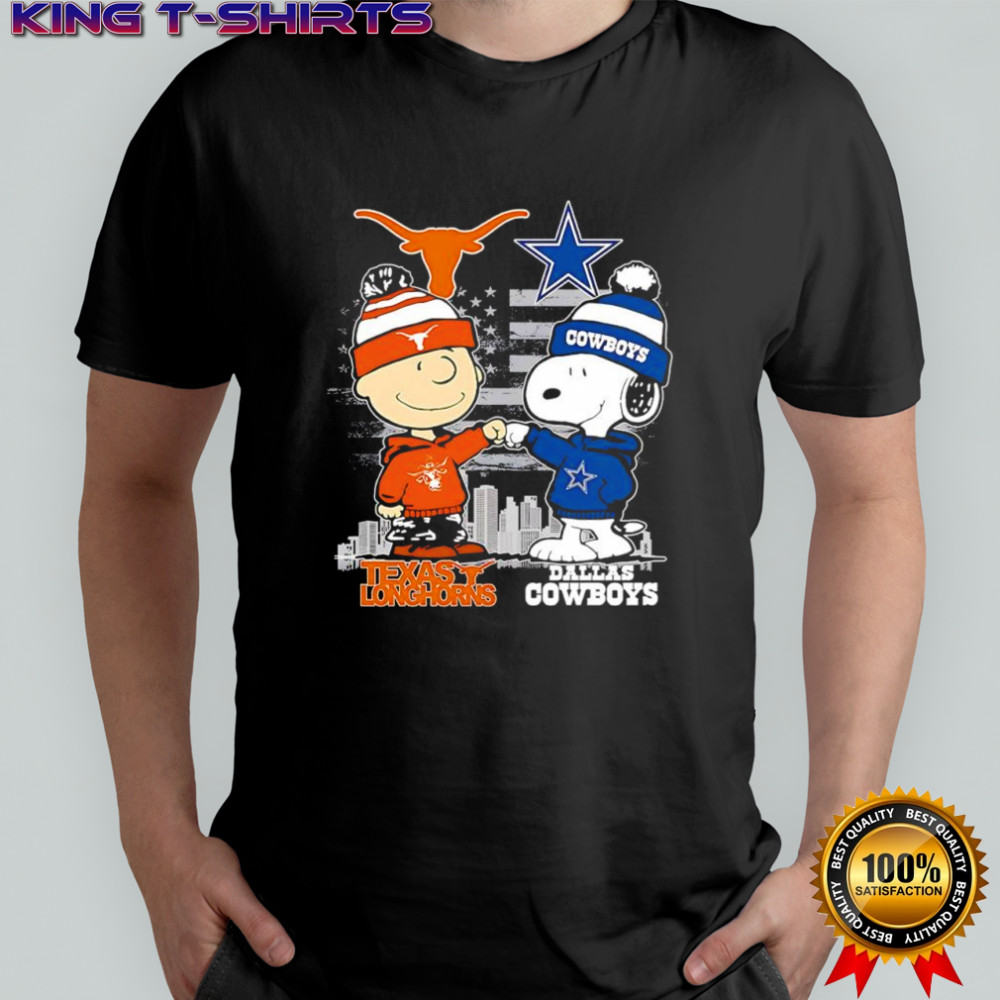 Charlie Brown and Snoopy x Dallas Cowboys Texas Longhorns logo shirt