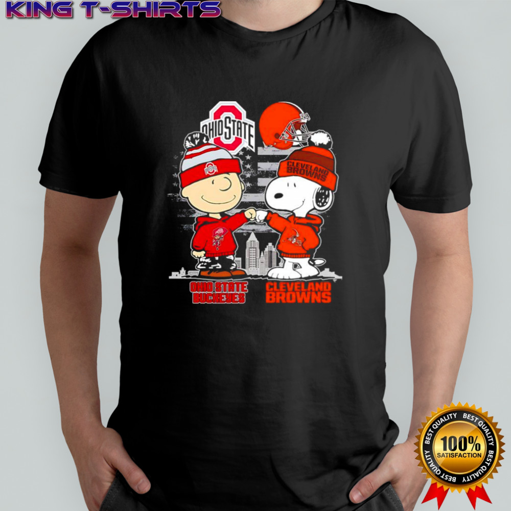 Charlie Brown and Snoopy x Ohio State Buckeyes Cleveland Browns logo shirt